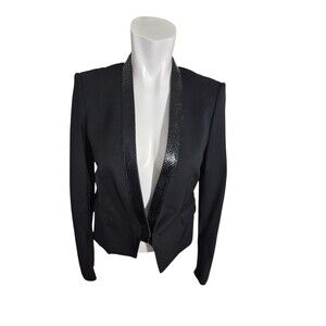 Roberto Cavalli Designer VTG Y2K Wool Tuxedo Jacket Python Trim Blazer Blk Sz 4